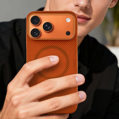 아이폰 17 프로 맥스용 메탈 프레임 프리미엄 아라미드 탄소 섬유 모바일 커버